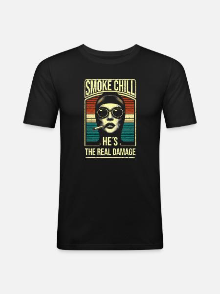 Smoke Chill He's The Real Damage - Men's Slim Fit T-Shirt - black