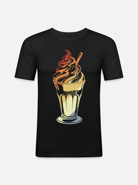 Coupe glacée style rétro - T-shirt près du corps Homme - noir