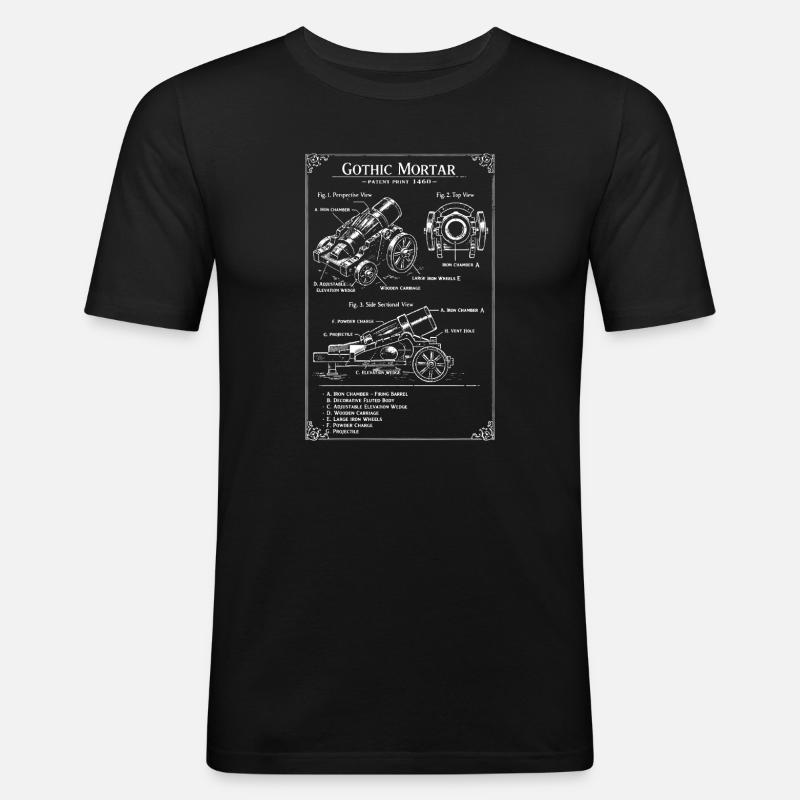 Plan de mortier gothique - T-shirt près du corps Homme - noir