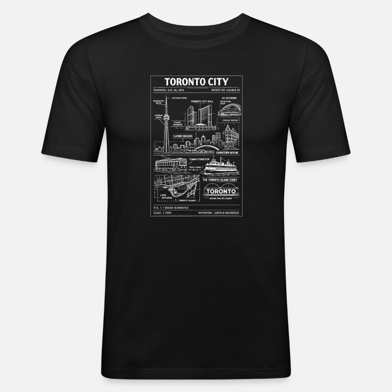 Toronto Skyline Blueprint - Männer Slim Fit T-Shirt - Schwarz