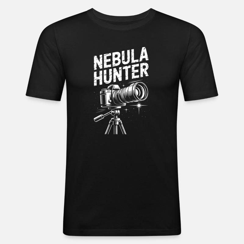 Nebula Hunter Teleskop - Männer Slim Fit T-Shirt - Schwarz