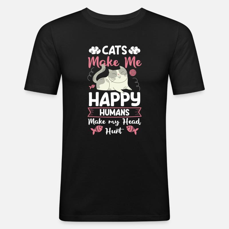 Katzen Tiger - Männer Slim Fit T-Shirt - Schwarz