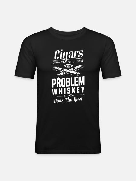 Cigars Steaming Whiskey Enjoyment - Men's Slim Fit T-Shirt - black