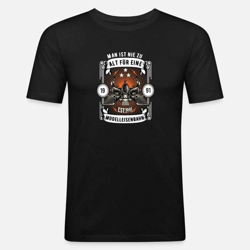 Modellbahn Eisenbahn Modelleisenbahn Modellbauer - Männer Slim Fit T-Shirt - Schwarz