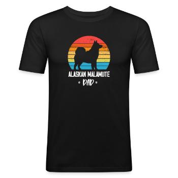 Alaskan Malamute Hund - Männer Slim Fit T-Shirt - Schwarz - Vorne - Nik (191cm)
