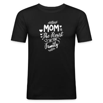 Die Mutter ist das Herzstück einer Familie - Männer Slim Fit T-Shirt - Schwarz - Vorne - Nik (191cm)