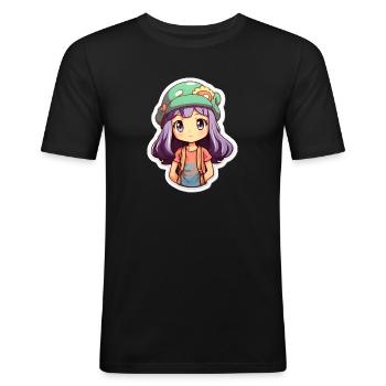 Cute Anime Girl - Männer Slim Fit T-Shirt - Schwarz - Vorne - Nik (191cm)
