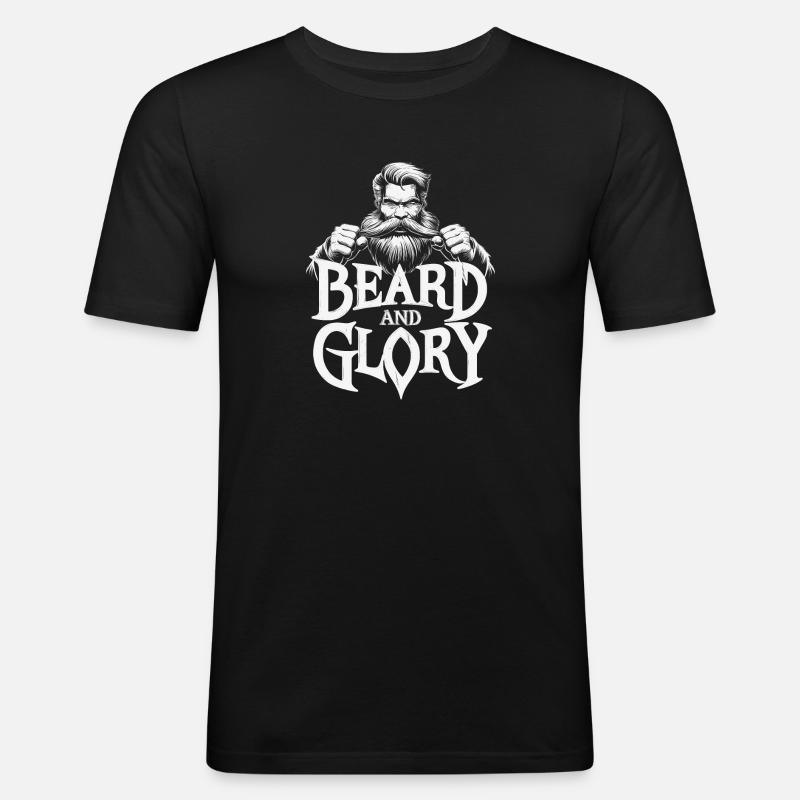 Bart und Ruhm - Männer Slim Fit T-Shirt - Schwarz