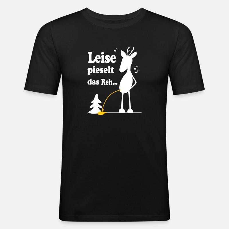 Weihnachtslied Schnee Reh - Männer Slim Fit T-Shirt - Schwarz
