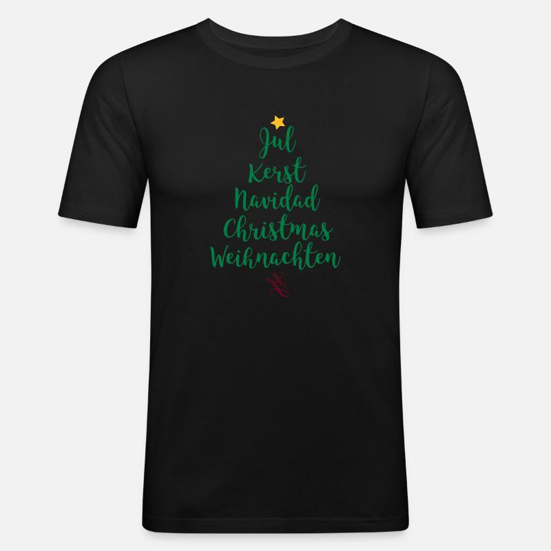 Weihnachtsbaum - Männer Slim Fit T-Shirt - Schwarz