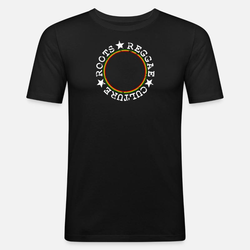 Roots Reggae - Männer Slim Fit T-Shirt - Schwarz