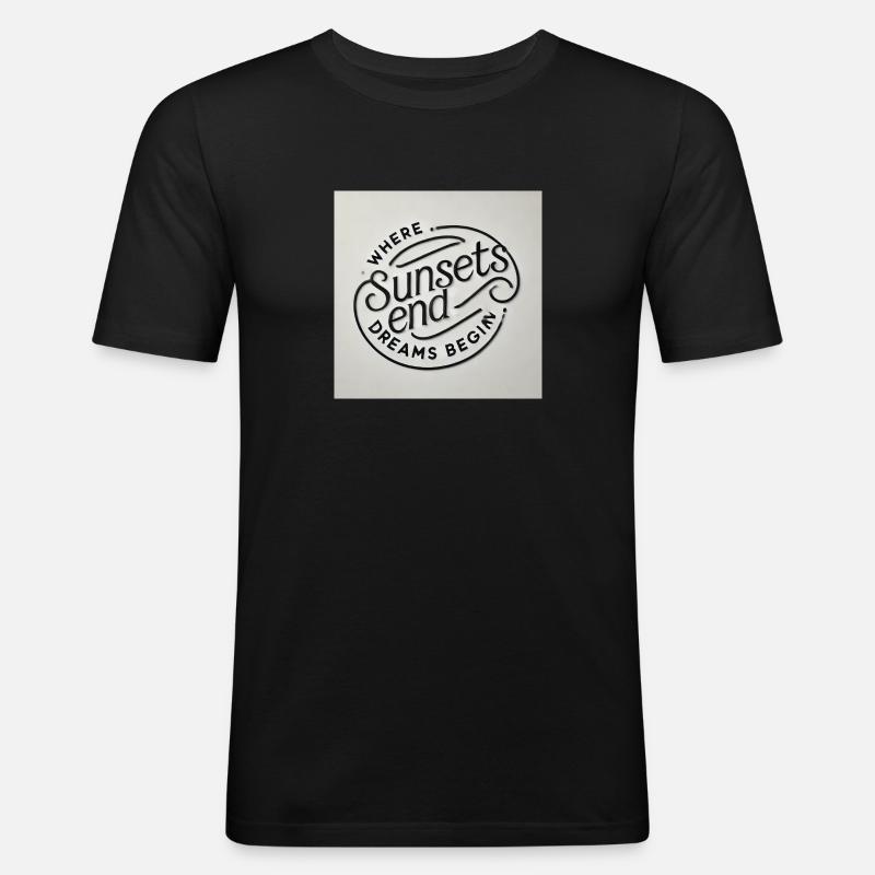 Where Sunsets End, Dreams Begin - Männer Slim Fit T-Shirt - Schwarz