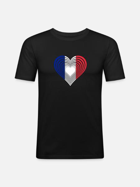 Frankreich France - Männer Slim Fit T-Shirt - Schwarz