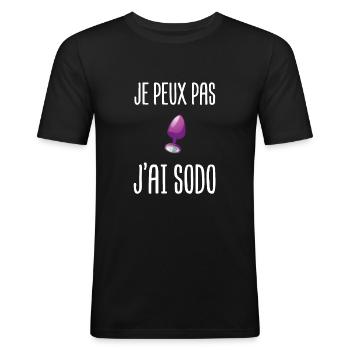 sodo sodomie beauf sex marrant fun plug - T-shirt près du corps Homme - noir - Devant - Nik (191cm)