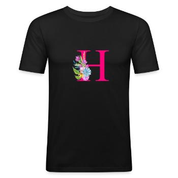 H letter Pink - Men's Slim Fit T-Shirt - black - Front - Nik (191cm)