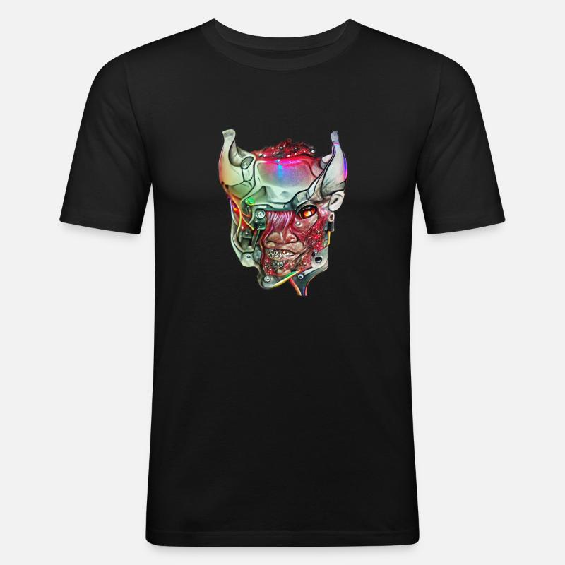 Cyborg Dämon - Männer Slim Fit T-Shirt - Schwarz