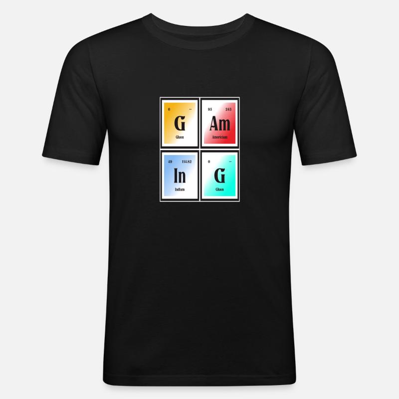 Gaming-| Periodensystem der Elemente - Männer Slim Fit T-Shirt - Schwarz