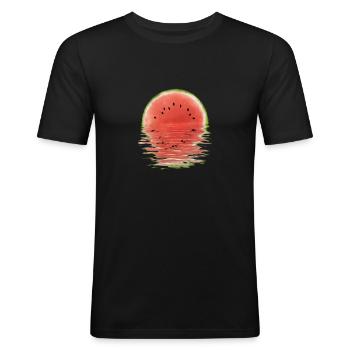 Melon Sunset - Men's Slim Fit T-Shirt - black - Front - Nik (191cm)