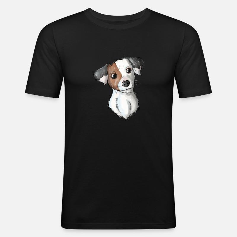Jack Russell Pattern 8 - Männer Slim Fit T-Shirt - Schwarz