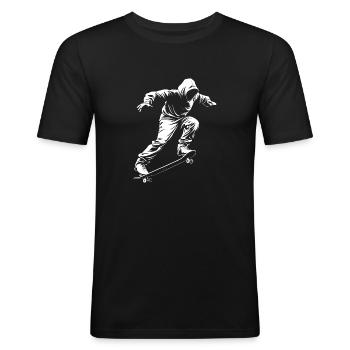 Skaters in the jump - Men's Slim Fit T-Shirt - black - Front - Nik (191cm)