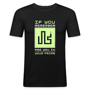 Retro - Jeux - Classique - Années 80 - Cadeau - T-shirt près du corps Homme - noir - Devant - Nik (191cm)