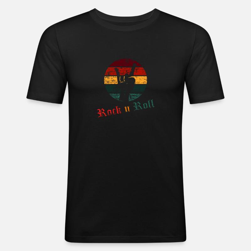 Rock and roll - Slim Fit T-shirt herr - svart