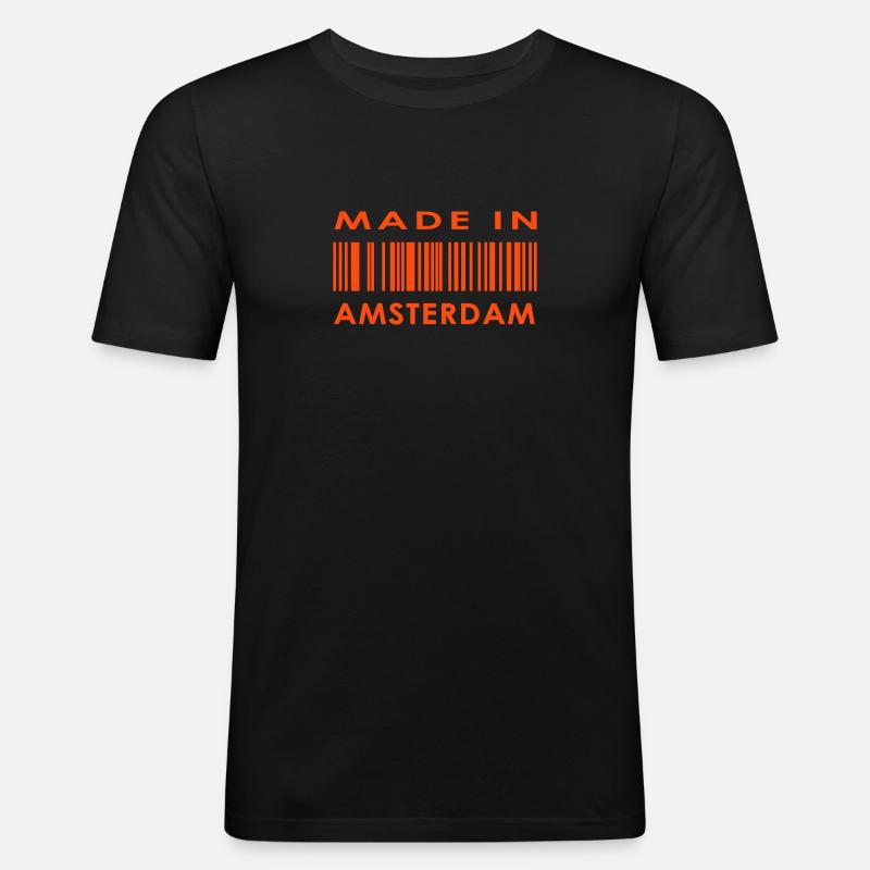 madein nl 01 amsterdam - Männer Slim Fit T-Shirt - Schwarz