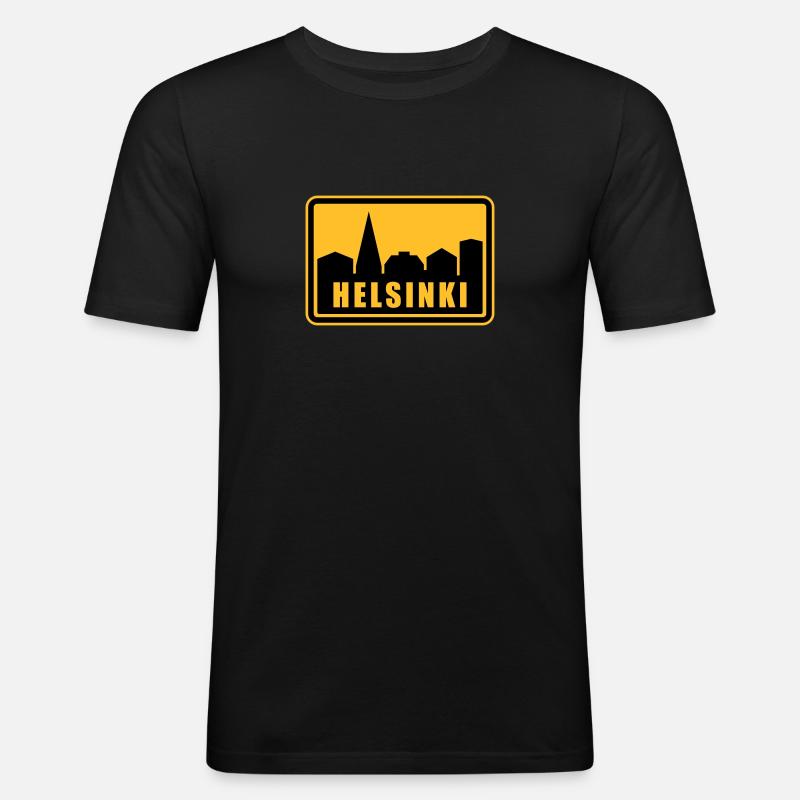 Helsinki - Männer Slim Fit T-Shirt - Schwarz