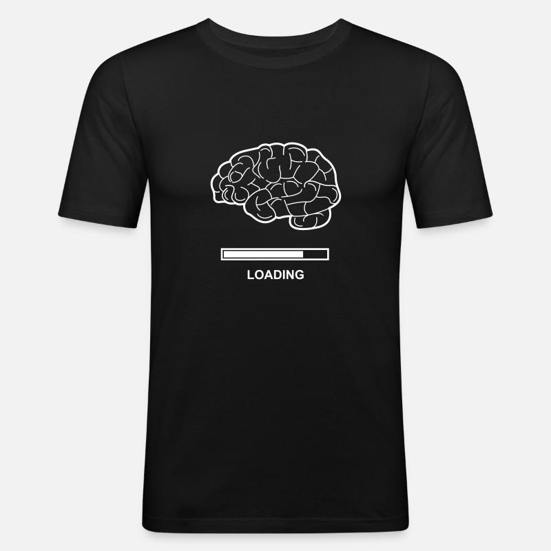Gehirn Loading - Männer Slim Fit T-Shirt - Schwarz