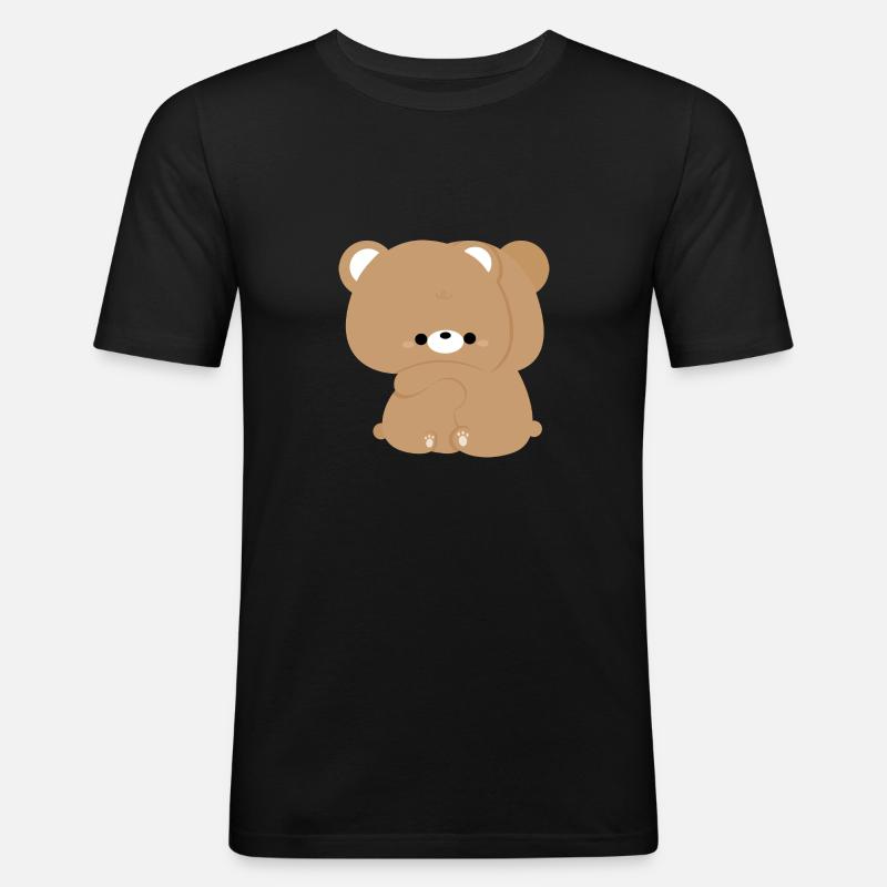 Braunbär Liebe - Männer Slim Fit T-Shirt - Schwarz