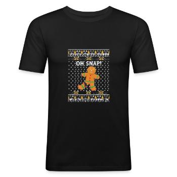 Pain d'épice homme en pain d'épice noël oh snap - T-shirt près du corps Homme - noir - Devant - Nik (191cm)