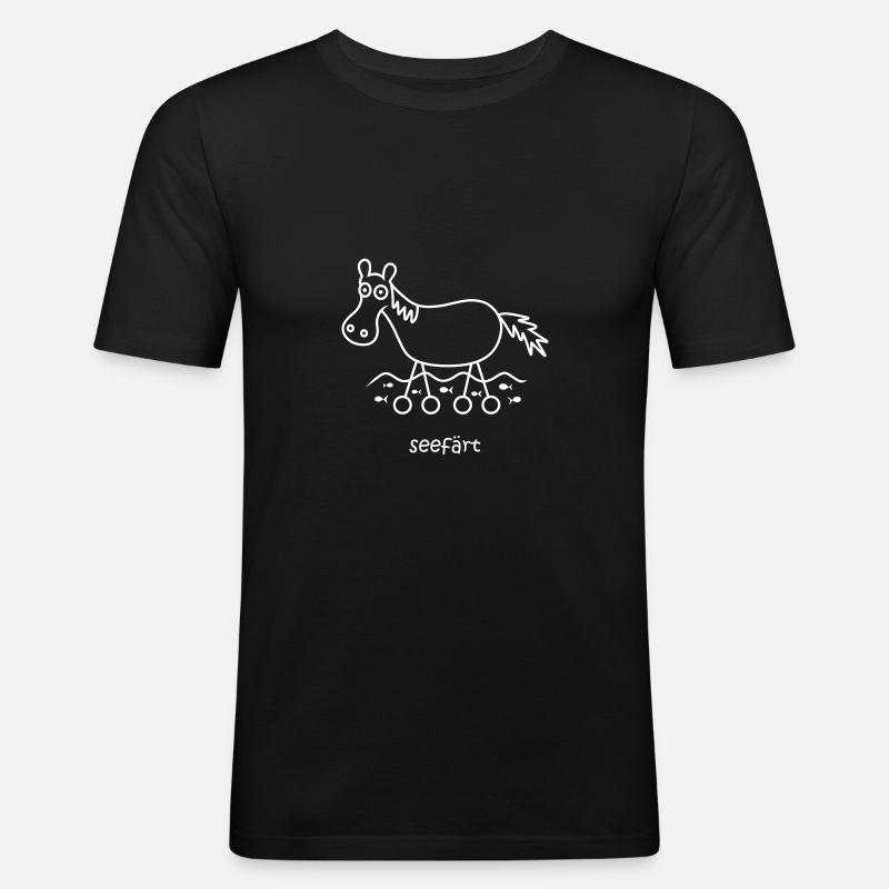 Seepferd, seefärt, Seepferdchen, färt - Männer Slim Fit T-Shirt - Schwarz