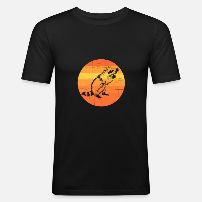 Waschbär - Männer Slim Fit T-Shirt - Schwarz