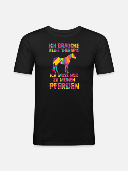 Reiten Pferd Reiter Geschenk - Männer Slim Fit T-Shirt - Schwarz