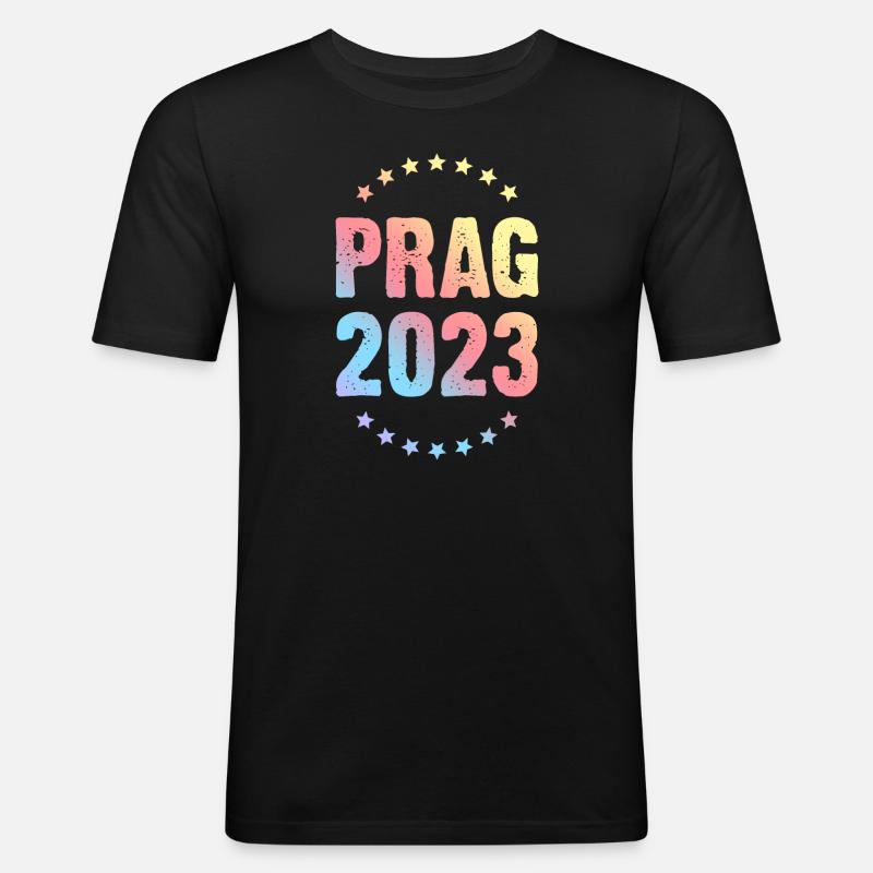 Prag 2023 - Männer Slim Fit T-Shirt - Schwarz