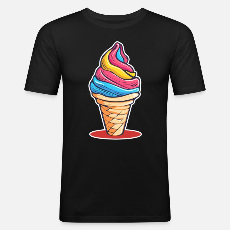 Eiscreme Regenbogen - Männer Slim Fit T-Shirt - Schwarz