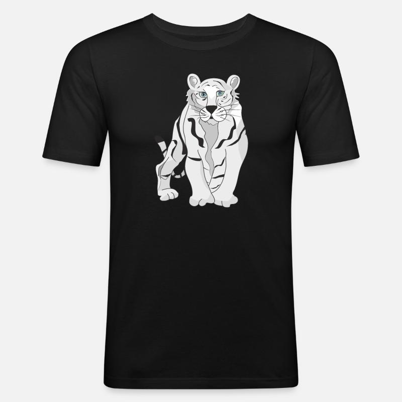 Der weiße Tiger - Männer Slim Fit T-Shirt - Schwarz