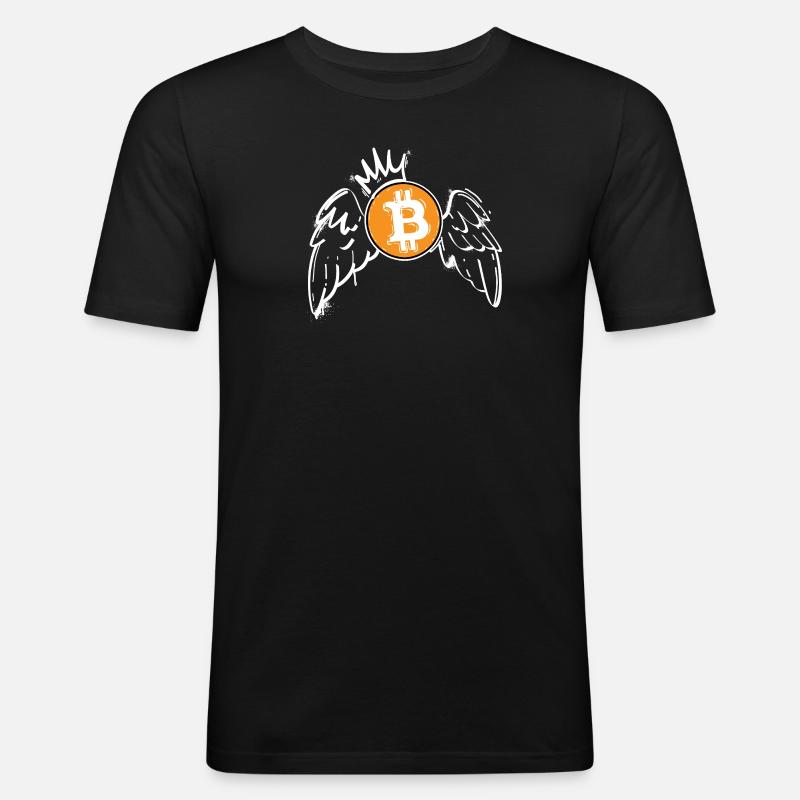 Bitcoin - Männer Slim Fit T-Shirt - Schwarz