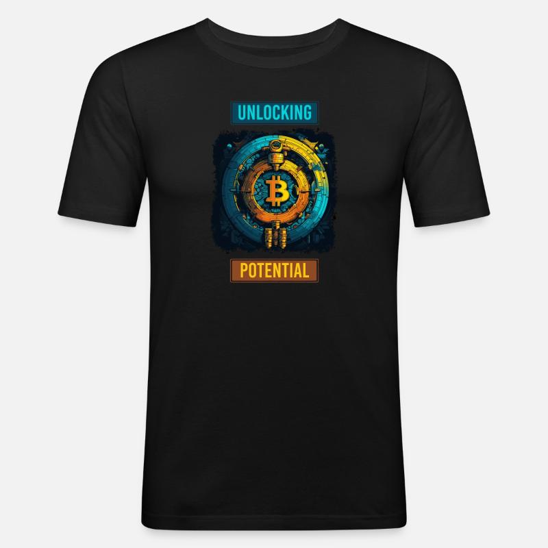 Bitcoin Unlocking Potential - Männer Slim Fit T-Shirt - Schwarz