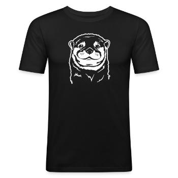 Lustiger Otter Fischotter Tiere Wilsigns - Männer Slim Fit T-Shirt - Schwarz - Vorne - Nik (191cm)