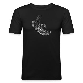 Banane pelée - T-shirt près du corps Homme - noir - Devant - Nik (191cm)