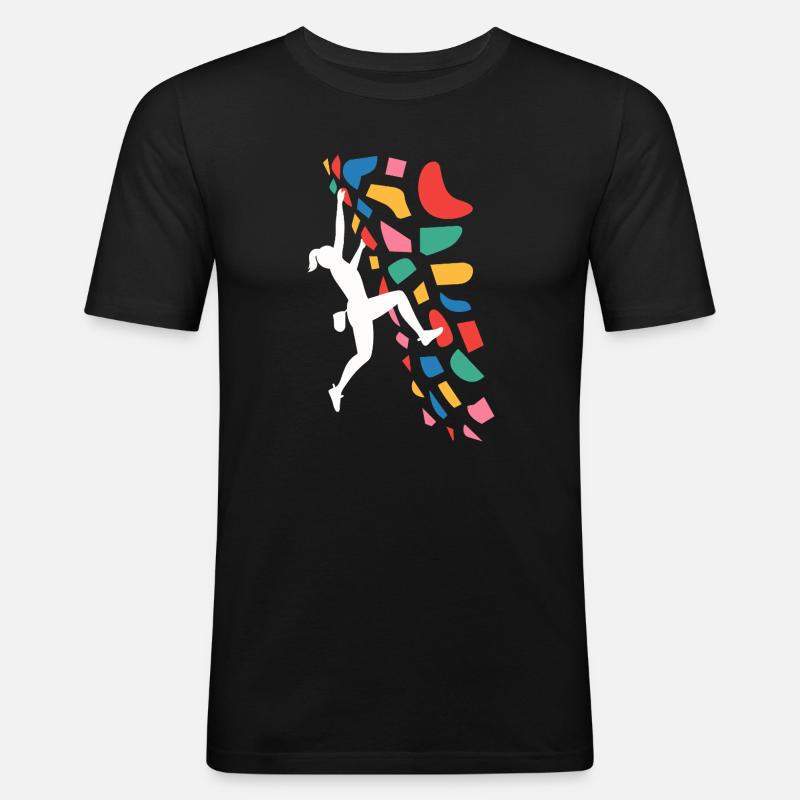 Boulder-Kletterer Bunte Griffe - Männer Slim Fit T-Shirt - Schwarz