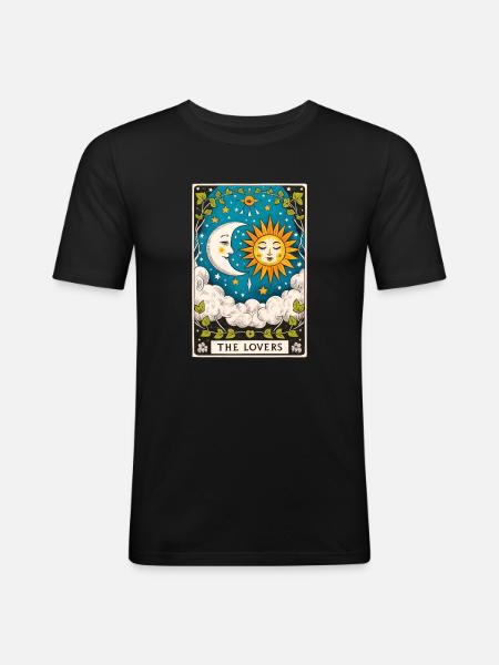 Lovers Tarot Sun Moon - Men's Slim Fit T-Shirt - black