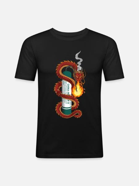 Pyro Dragon - T-shirt près du corps Homme - noir