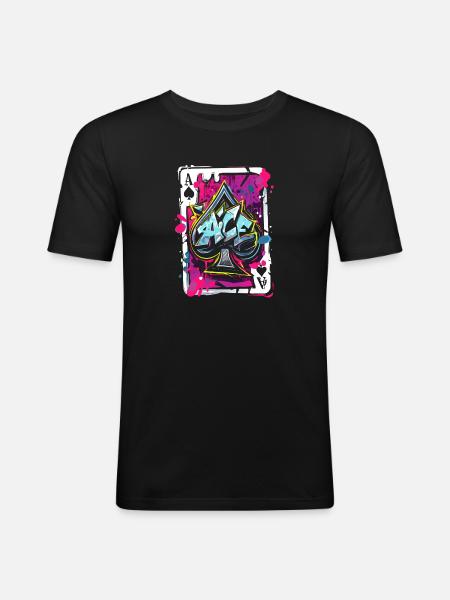 Ace of Spades Card - Men's Slim Fit T-Shirt - black