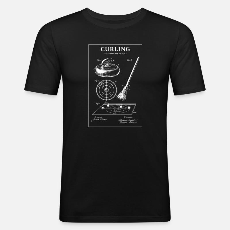 Curling Blueprint-Artwork - Männer Slim Fit T-Shirt - Schwarz