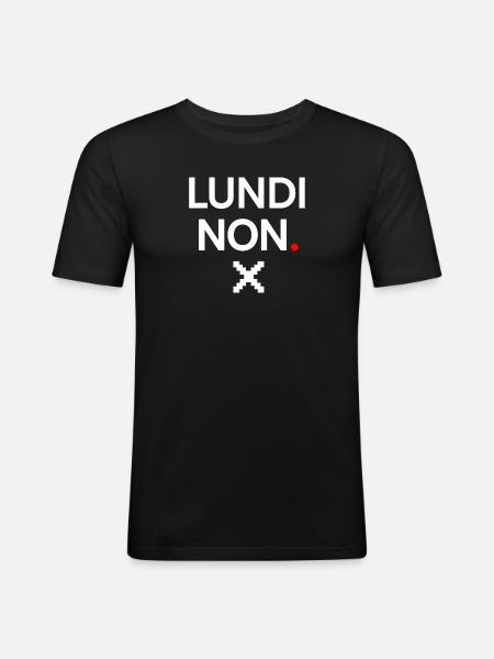 LUNDI NON | Humour lundi minimal - T-shirt près du corps Homme - noir