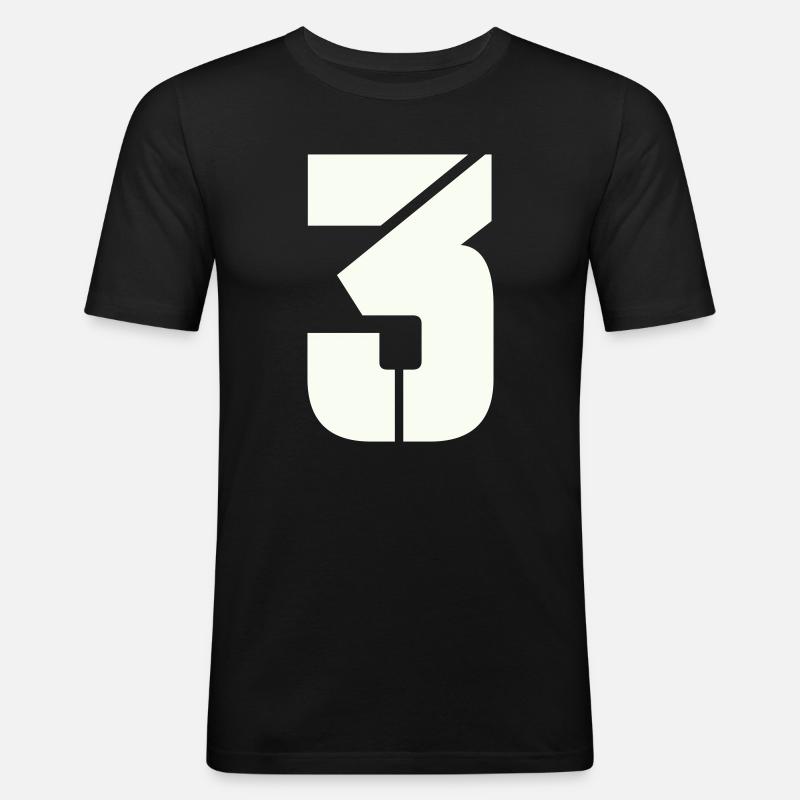 3 - Männer Slim Fit T-Shirt - Schwarz