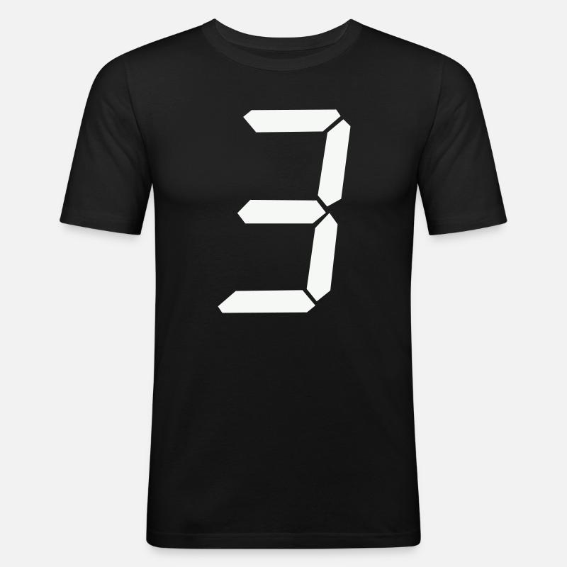 digitale_zahl_3 - Männer Slim Fit T-Shirt - Schwarz