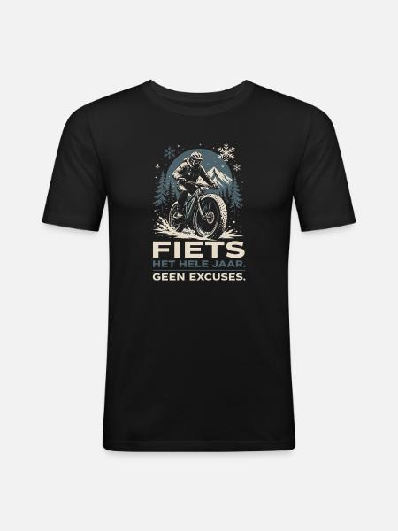 Vélo Toute l'Année - Pas d'Excuses Design - T-shirt près du corps Homme - noir